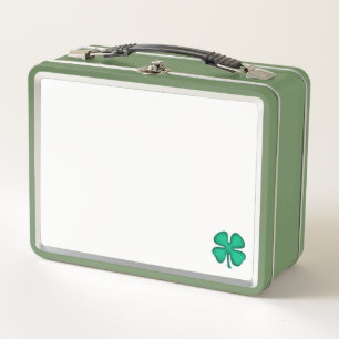 Lunch Box Lucky 4 Leaf Irish Clover blanc n vert lunbox