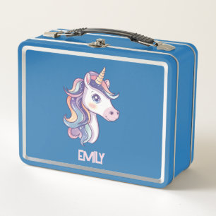 Lunch Box Magique Cute Sparkly Pastel Unicorn avec nom enfan
