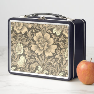 Lunch Box Magnifique motif floral sépia vintage