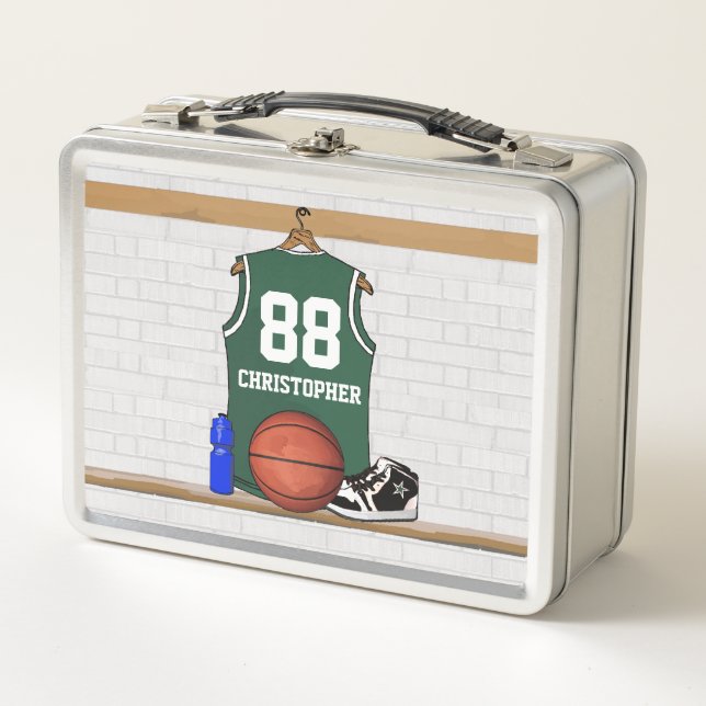 Lunch Box maillot de basket vert et blanc personnalisé (Devant)
