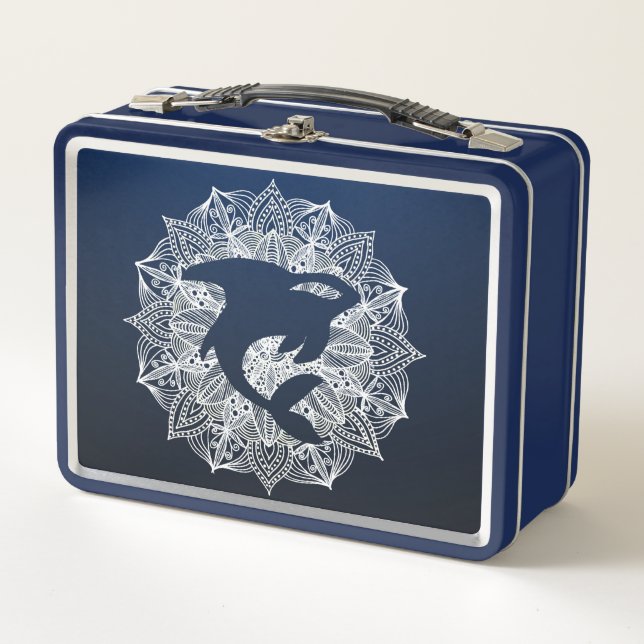 Lunch Box Mandala Circle Blue Killer Whale (Devant)