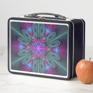 Lunch Box Mandala De Centre Coloré Fractage Art Avec Rose