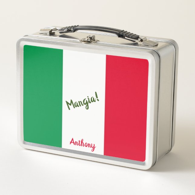 Lunch Box Mangia Italian Flag Red White and Green (Devant)