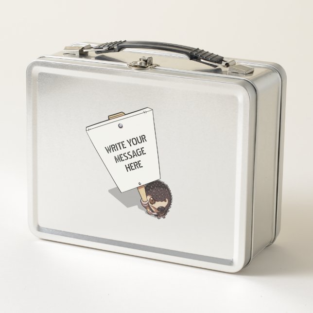 Lunch Box Manifestant drôle Avec Hérisson En Caricature Plac (Devant)