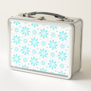 Lunch Box Marguerite délicate blanche et turquoise, point mo