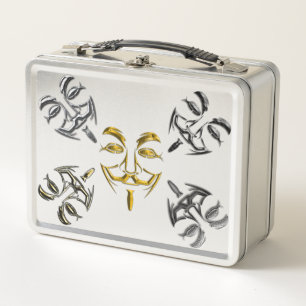 Lunch Box Masques cool Silver Black Gold Face