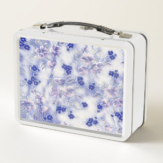 Lunch Box Mauve et Blue Floral Metal