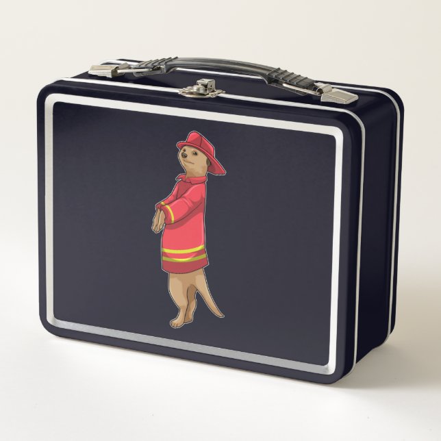 Lunch Box Meerkat en tant que pompier avec casque (Devant)