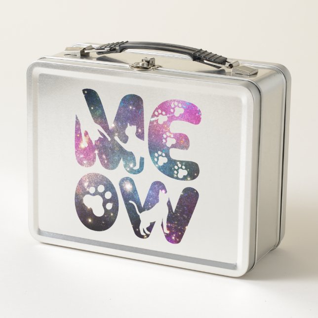 Lunch Box Meow - Cute Cat Silhouettes et Empreintes de patte (Devant)