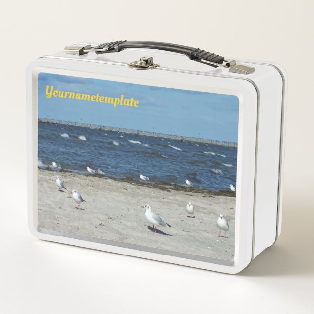 Lunch Box mer, eau, mouette, oiseau, voyage, bleu, ciel, (Devant)