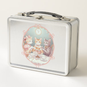 Lunch Box Mignon Chat Rose Féminin Design Thé Party Arc-en-C