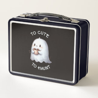 Lunch Box Mignon fantôme Kawaii tenant un café Aquarelle 