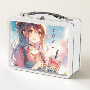 Lunch Box Mignonne fille Anime tenant un Boba Tea