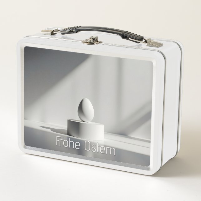 Lunch Box Minimalistisches Osterei auf modernem Podest (Devant)