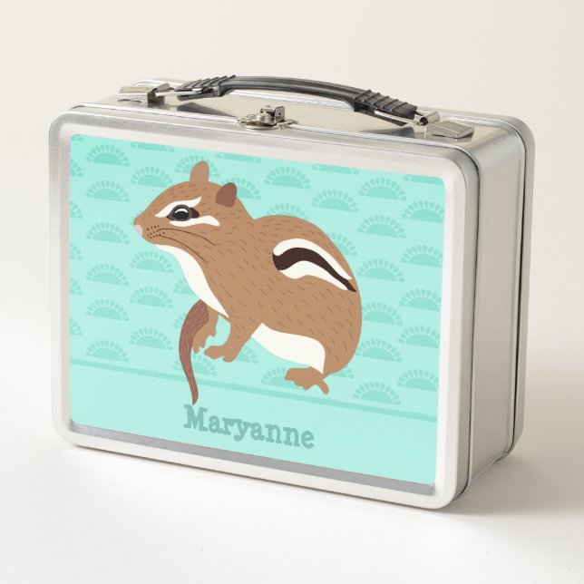 Lunch Box Mint Green Chipmunk Genre Neutre Personnalisé (Devant)