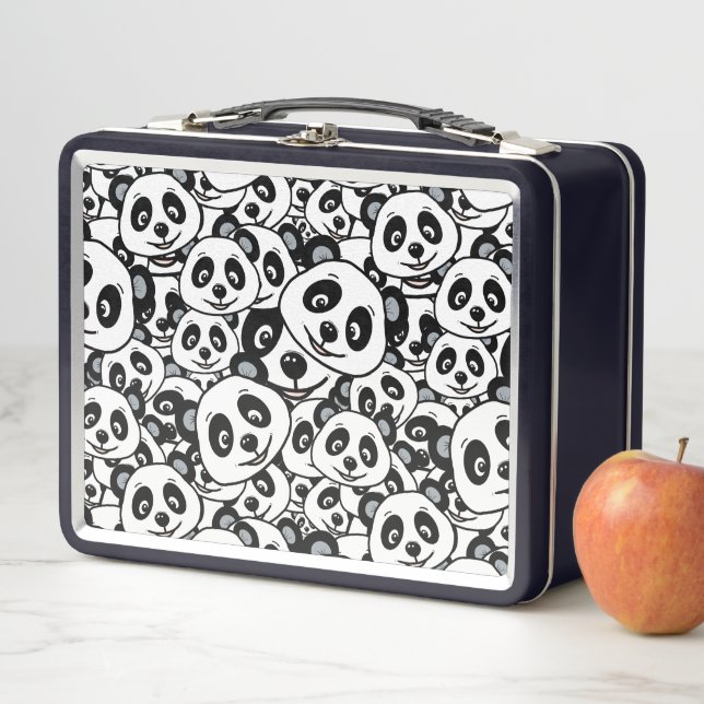 Lunch Box Modern Black and White Cute Panda Bear Pattern (En situation)