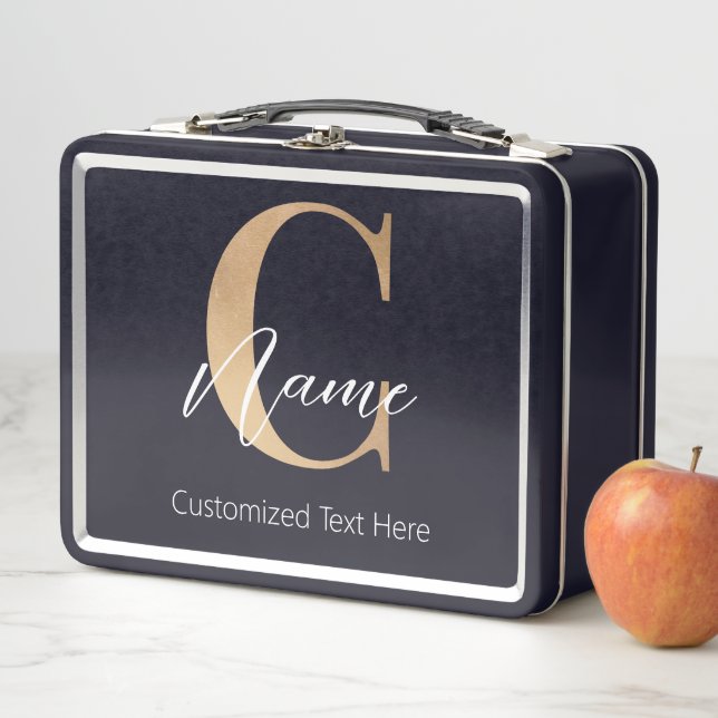 Lunch Box Moderne Monogramme Initial C & Nom Personnalisé (En situation)