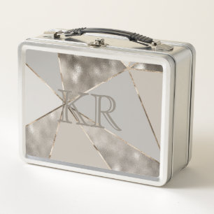 Lunch Box Moderne tendance Silver Gold Abstract Design Initi
