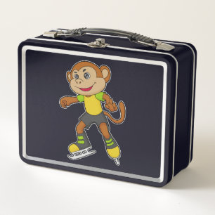 Lunch Box Monkey at Ice skating with Ice skates