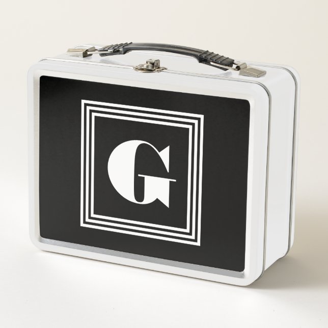 Lunch Box Monogramme 3 trames en gras | Noir et blanc (Devant)