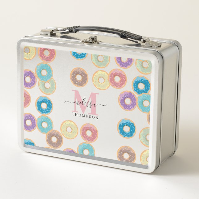 Lunch Box Monogramme coloré Pastel Donuts & Sprinkings (Devant)