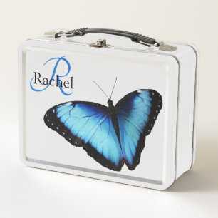 Lunch Box Monogramme de papillon bleu