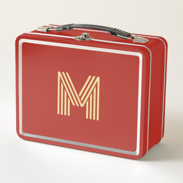 Lunch Box Monogramme d'or moderne enfants filles garçons Coo (Devant)