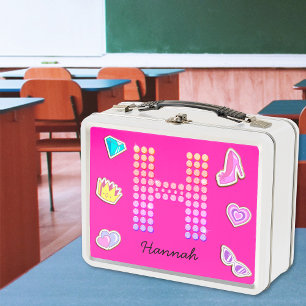 Lunch Box Monogramme H Lettre Rose Chaud Fille Retour À l'Éc