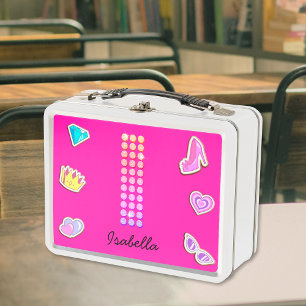 Lunch Box Monogramme I Lettre Rose Chaud Fille Retour À l'Éc