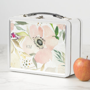 Lunch Box Monogramme la joie de l'aquarelle du blanc