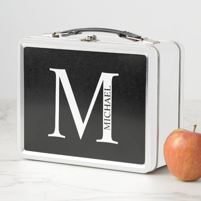 Lunch Box Monogramme personnalisé et nom Boîte à lunch métal (En situation)