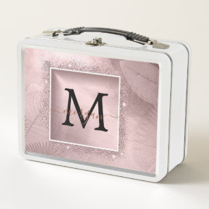 Lunch Box Monogramme rose Parties scintillant or