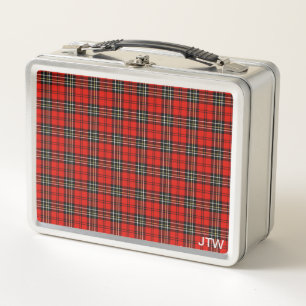 Lunch Box Monogramme rouge vintage de plaid
