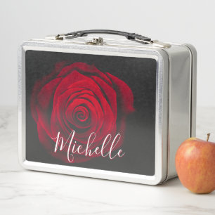 Lunch Box Monographie personnalisée rose rouge photo vintage