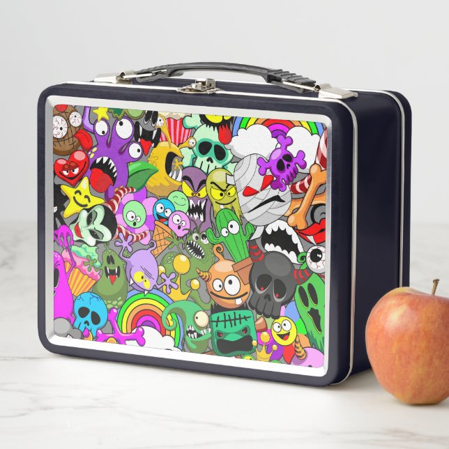 Lunch Box Monstres caractères mignons Motif d'Halloween (En situation)