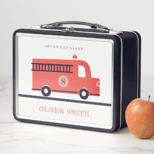 Lunch Box Moteur de camion feu de la Marine Rouge mignonne M