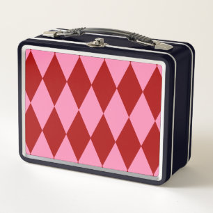 Lunch Box Motif à carreaux Harlequin rose rouge