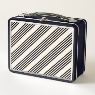 Lunch Box Motif à cinq bandes noir et beige