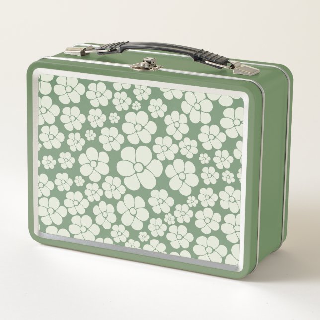 Lunch Box Motif à fleurs - Vert (Devant)