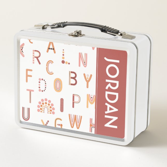 Lunch Box Motif Alphabet arc-en-ciel amusant (Devant)