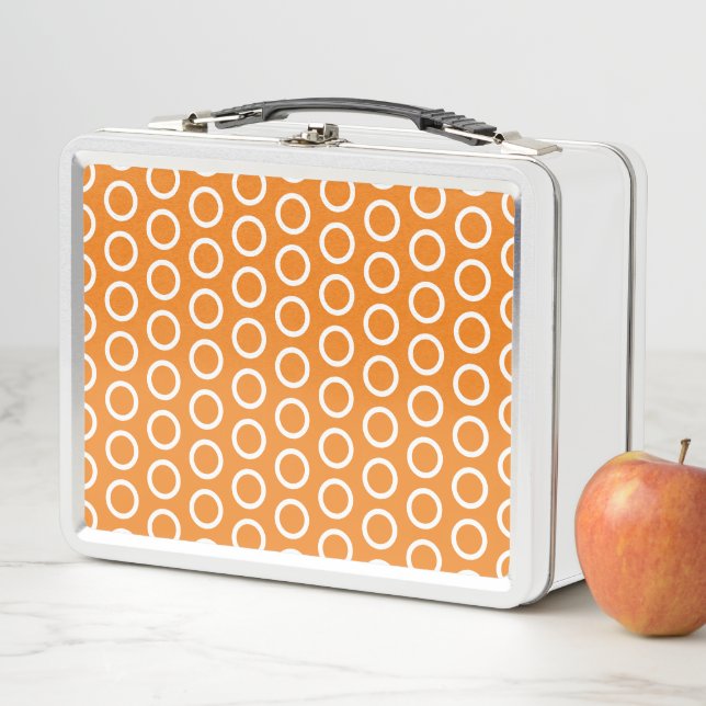 Lunch Box Motif artistique en carrelage orange vif et blanc  (En situation)