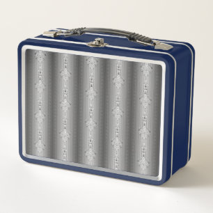 Lunch Box Motif baroque floral avec bordure grise