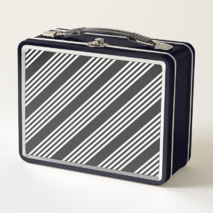 Lunch Box Motif blanc et charbon de bois à cinq bandes