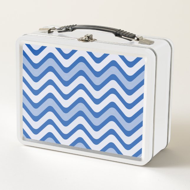 Lunch Box Motif bleu ondulé (Devant)