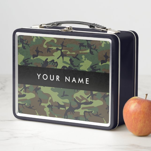 Lunch Box Motif Camouflage Vert, Votre nom, Personnaliser (En situation)