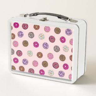 Lunch Box Motif d'aquarelle Artsy Rose Sprinkt Donuts
