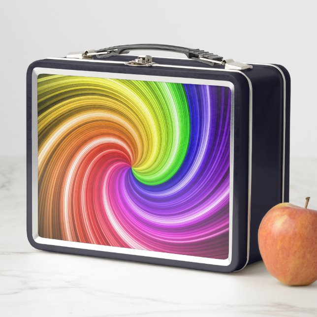 Lunch Box Motif d'art spiral coloré teint arc-en-ciel tourbi (En situation)