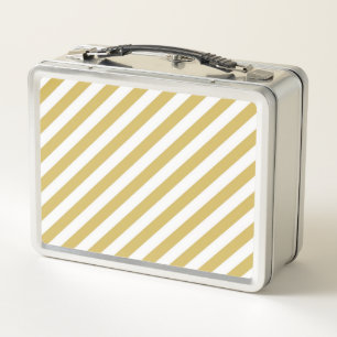 Lunch Box Motif de bandes diagonales jaunes dorées et blanch