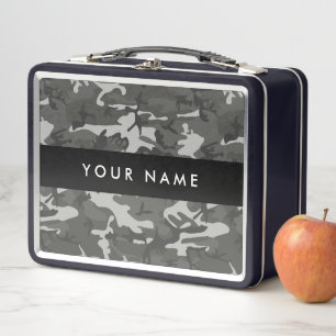 Lunch Box Motif de camouflage gris, Votre nom, Personnaliser