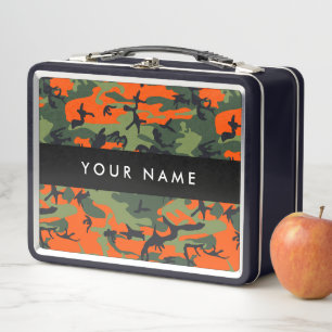 Lunch Box Motif de camouflage orange, Votre nom, Personnalis